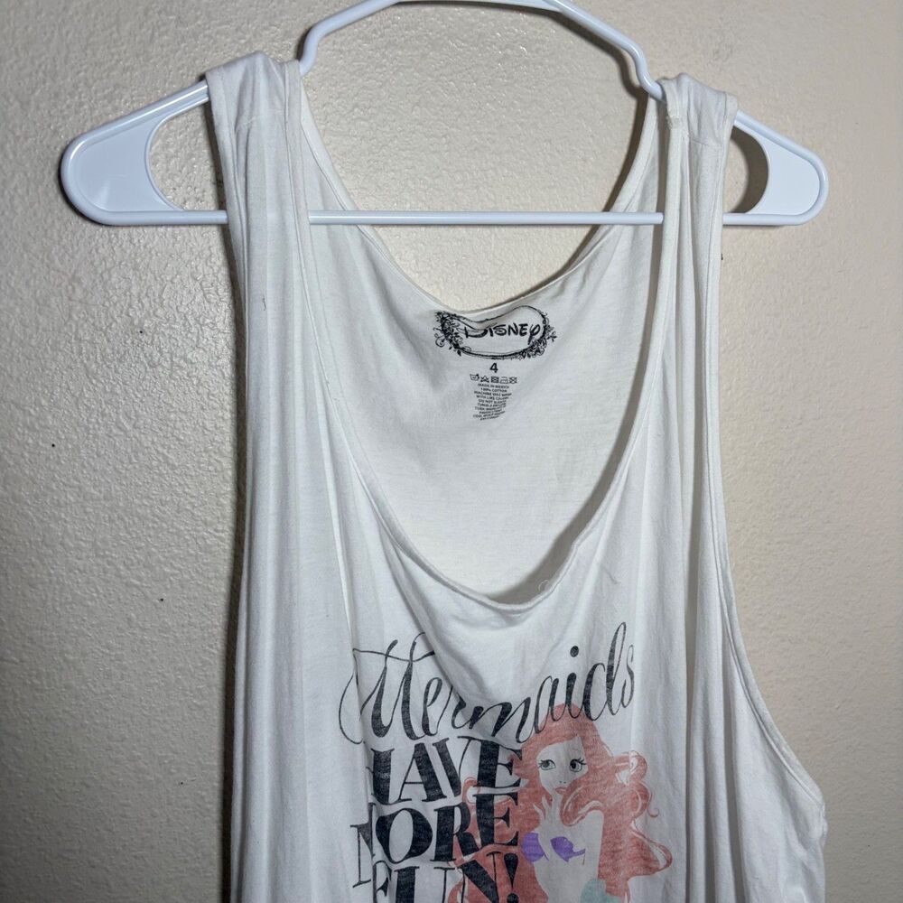 Disney Little Mermaid Tank Top Women's 4X White Sleeveless Ariel Shirt - Picture 2 of 7
